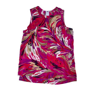 silk art print Vibrant Pink Sleeveless Top blouse